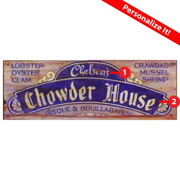 Chelsea's Chowder House | Restaurant Sign | Seafood | Personalize It!