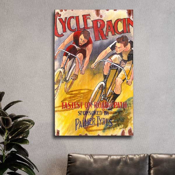 Bicycle | Tyres Ad | Old Wood Sign | Cycle Racing | Sports
