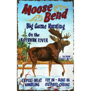 old wood sign wall art with image of a Moose; hunting