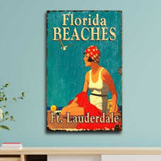 rustic, vintage-style wood sign for Florida Beaches