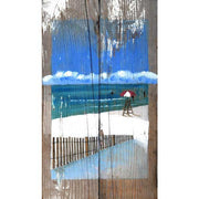 base image of beach scene on old wood sign