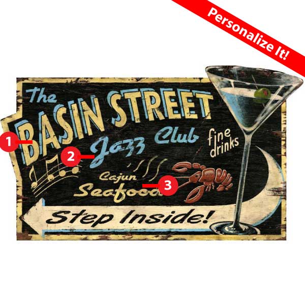 Basin Street Club | Cutout | Wood Sign | Vintage-Style| Bar Decor | Customize It!