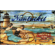 old wood sign as wall art for island of nantucket
