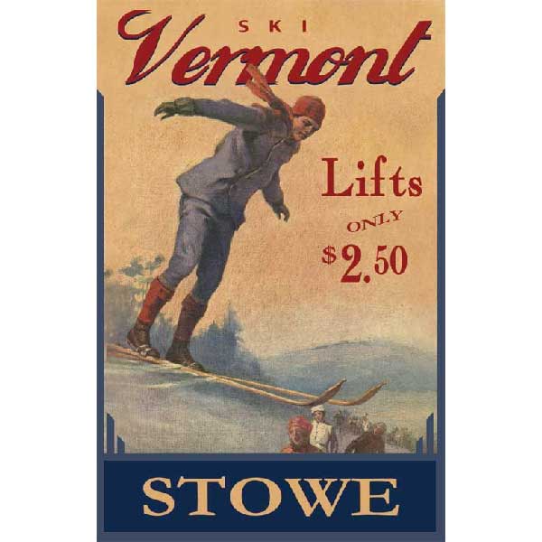 vintage wood sign for Stowe Vermont ski resort wall art