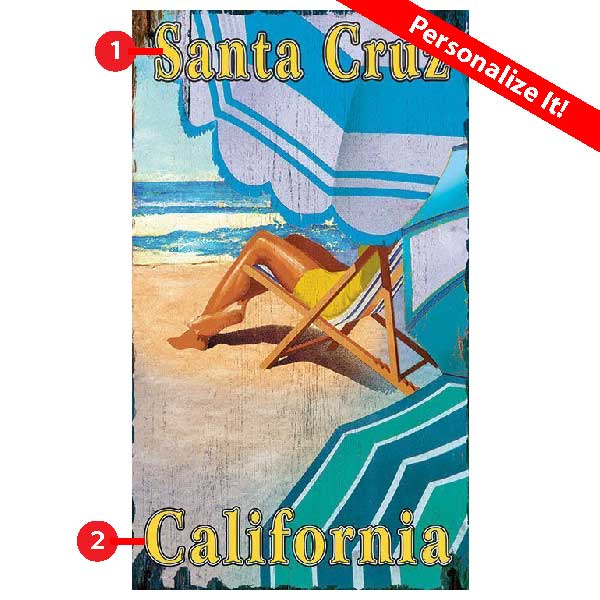 Beach Umbrellas | California | Summer Sun | Vintage Sign | Personalize It!