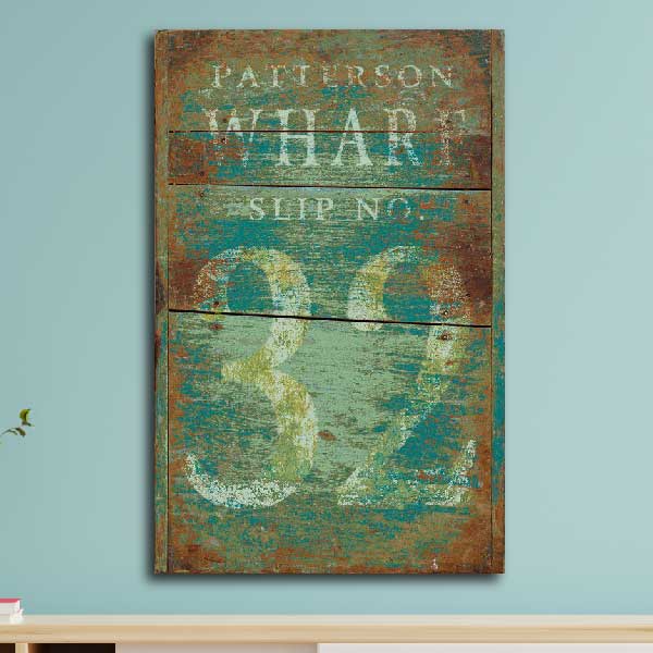 Wharf | Boating | Slip No. | Old Wood Sign | Personalize It!