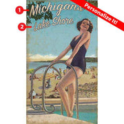 Michigan's Lakeshore retro wood sign; personalize the text