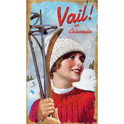 Vail Colorado skier - vintage wood sign