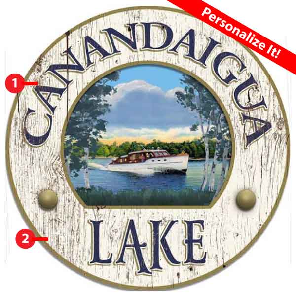 personalize location of this retro lake cruising sign