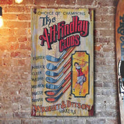 vintage ad for old school golf clubs; sports bar; clubhouse