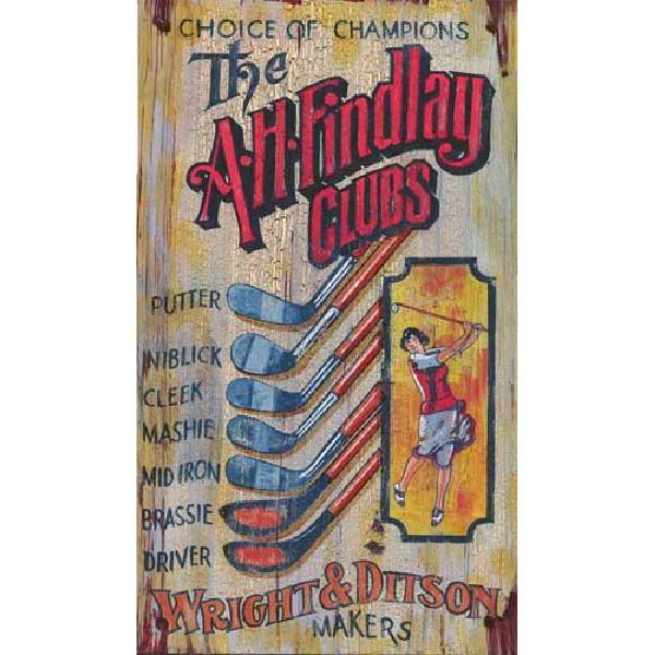 wall art rustic old school image of golf clubs