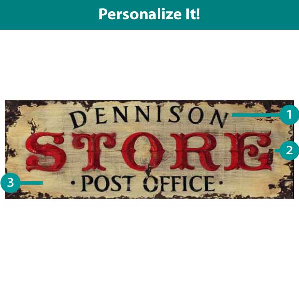 Town Store | Post Office | Vintage Wood Sign | Personalize It!