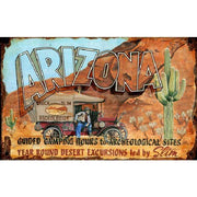 wall art with image of old time tour guide in AZ desert