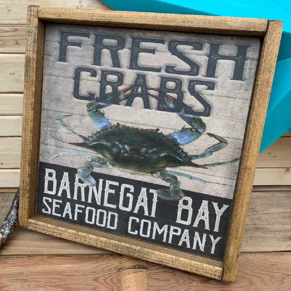 barnegat bay seafood wood sign crabs