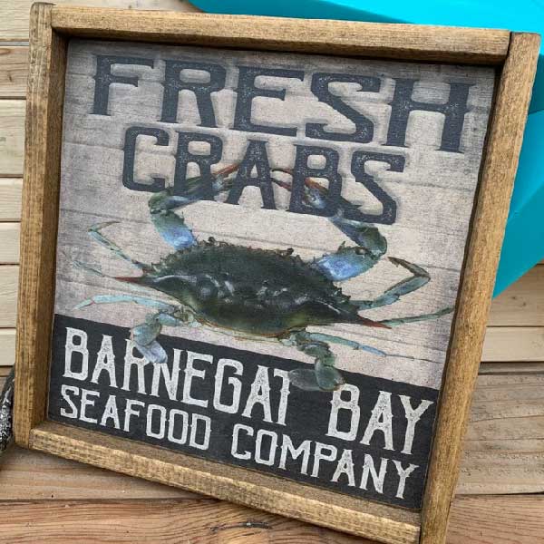 fresh crab rustic wood sign seafood company