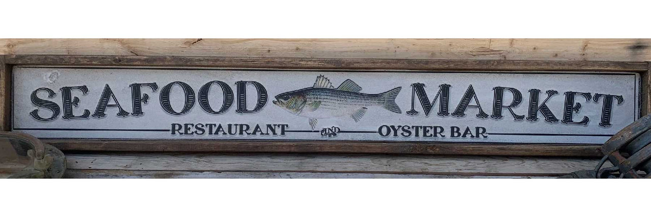 Seafood Market wood sign restaurant decor