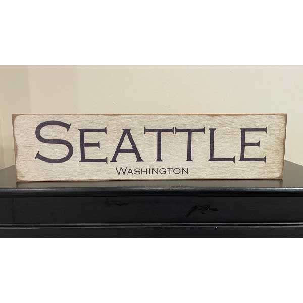 rustic wood sign for Seattle Washington