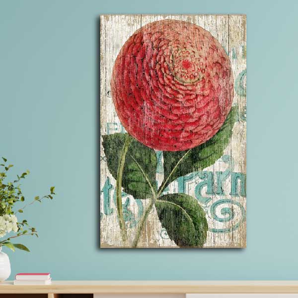 hang this wood sign with a red zinnia