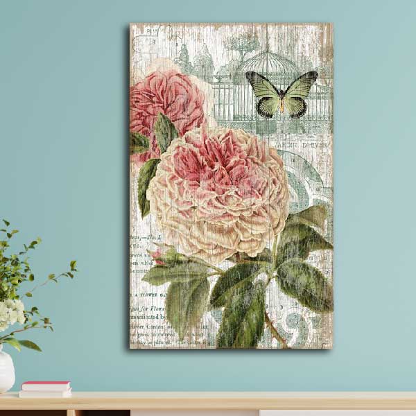 art with pink flower and butterfly
