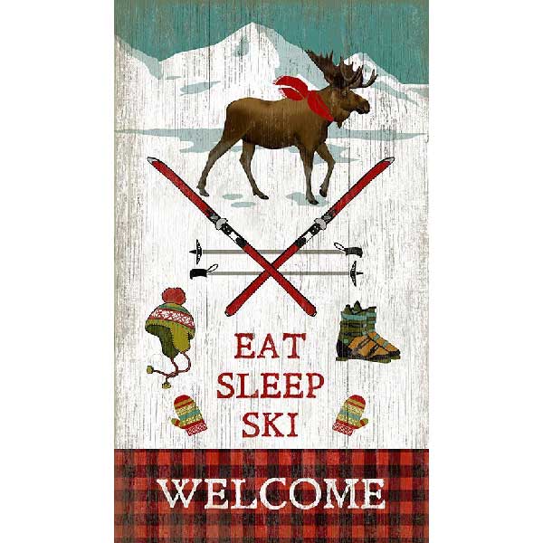 old wood sign for ski lodge - Welcome