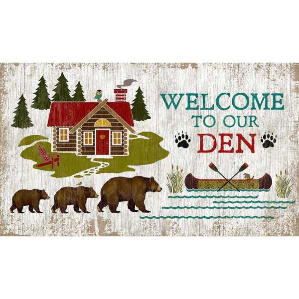 Welcome to Our Den | Suzanne Nicoll | Bears | Cabin Decor | Wood Sign