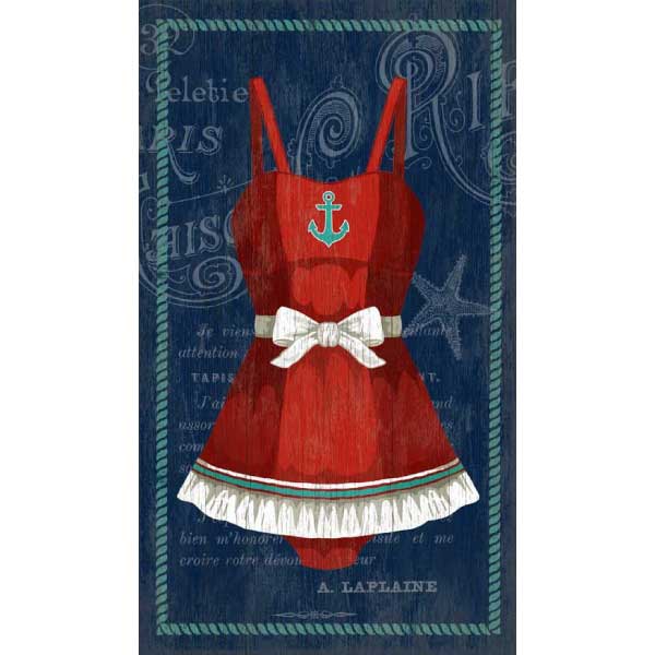 Vintage Swimsuit | Red with Blue background | Suzanne Nicoll | Wall Art