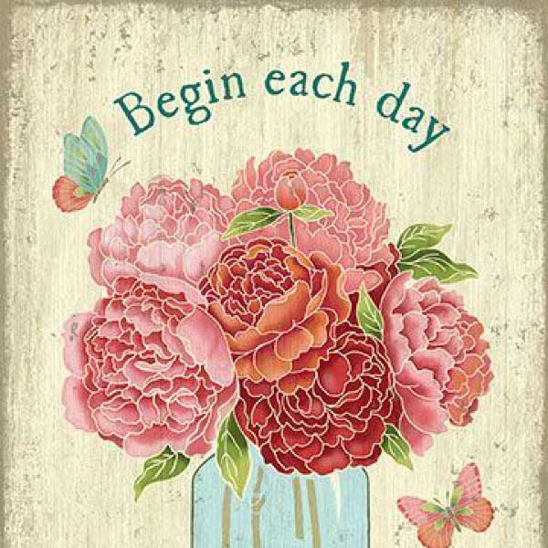 detailed view of retro chic wall art - begin each day with a grateful heart