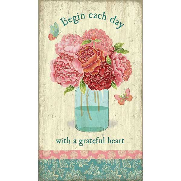 retro chic wall art - begin each day with a grateful heart