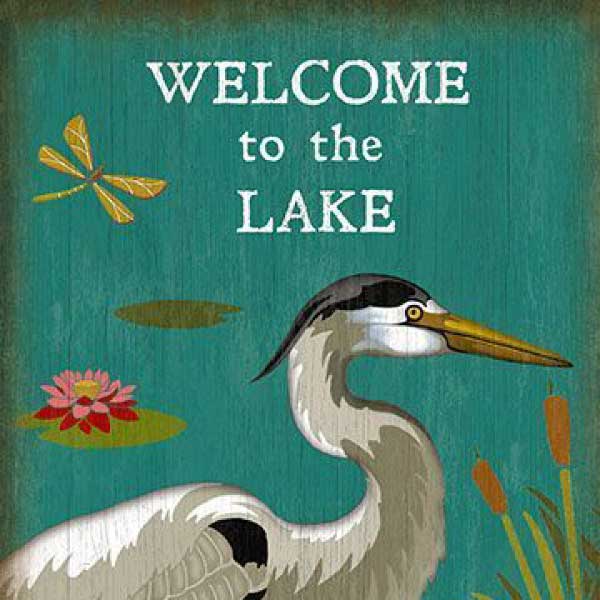 Welcome to the Lake | Heron | Suzanne Nicoll | Lake House | Wood Sign