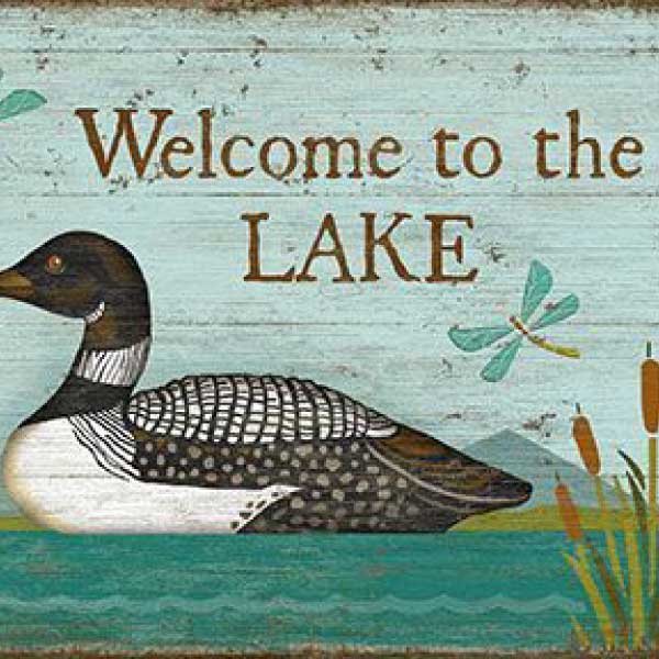 Welcome to the Lake | Suzanne Nicoll | Loon | Cabin Decor | Wood Sign