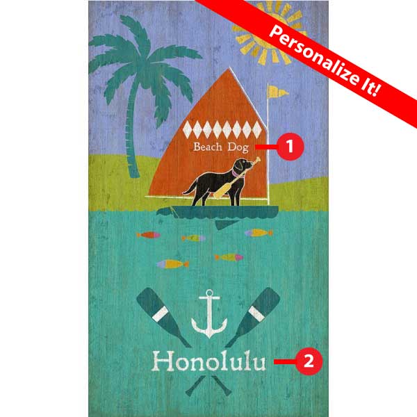 Sailing Dog | Tropical Beach | Suzanne Nicoll | Beach Dog | Personalize It!