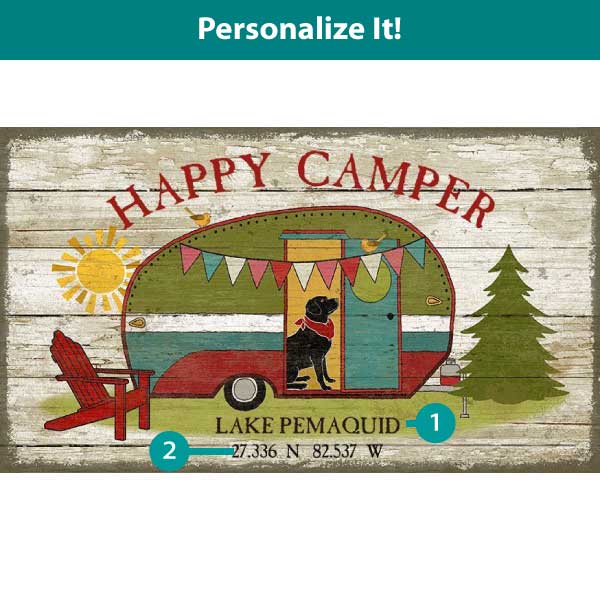 Happy Camper | Suzanne Nicoll | Dog | Wood Sign | Personalize It!