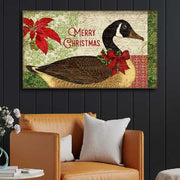Vintage style sign with a Goose and the words: Merry Christmas