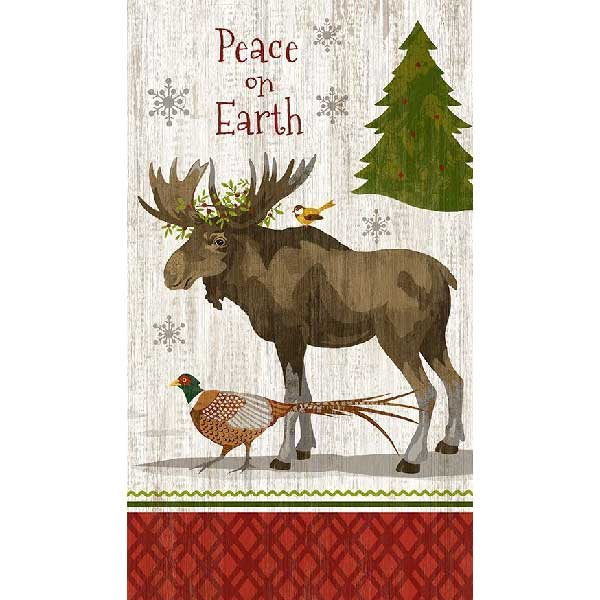 wood sign Moose and Pheasant | Peace on Earth christmas decor