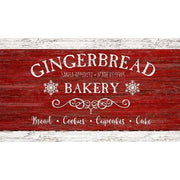 Bakery sign on rustic wood - Santa Approved, Made by Elves. Gingerbread.