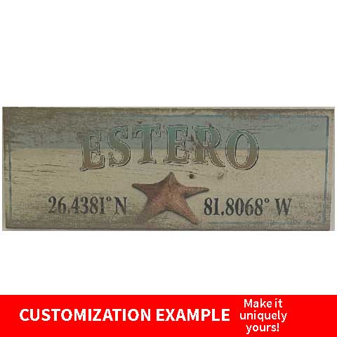 Starfish town sign for Estero - vintage wood sign