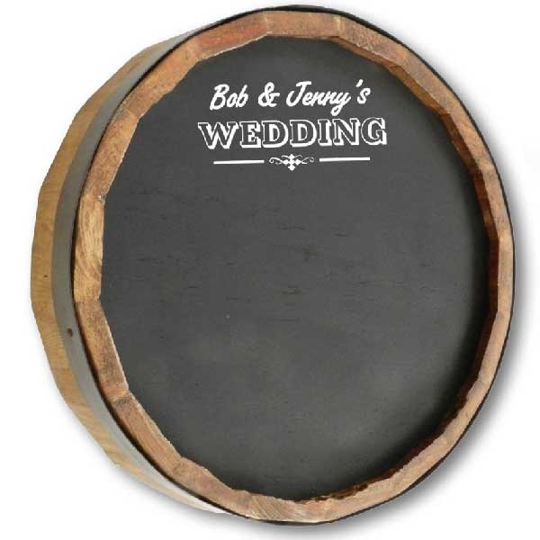 custom wedding barrel chalkboard