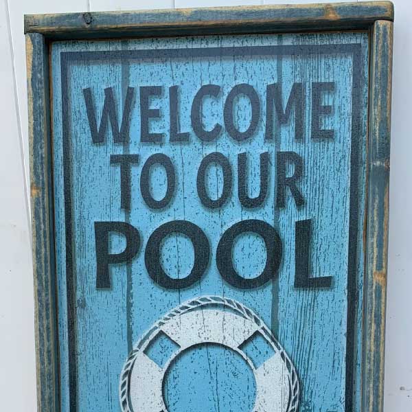 Clothing Optional | Wood Sign | Welcome to Our Pool | Framed | Rustic