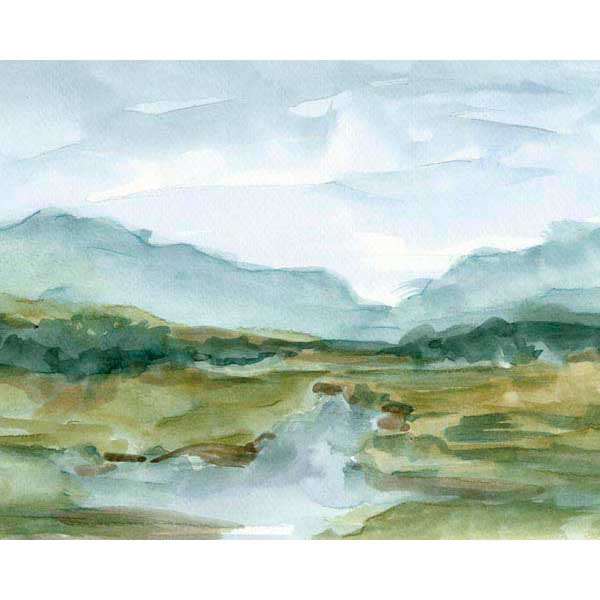 Watercolor | Sketch | Mountain and Stream | Canvas Print