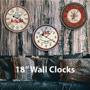 stylish wall clocks with ski-themes. Vail, Eat Sleep Ski and Ski Patrol. 18" diameter