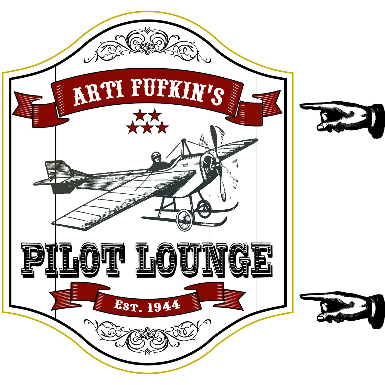 Personalized wood sign; add you name to Pilot Lounge sign; image of early airplane