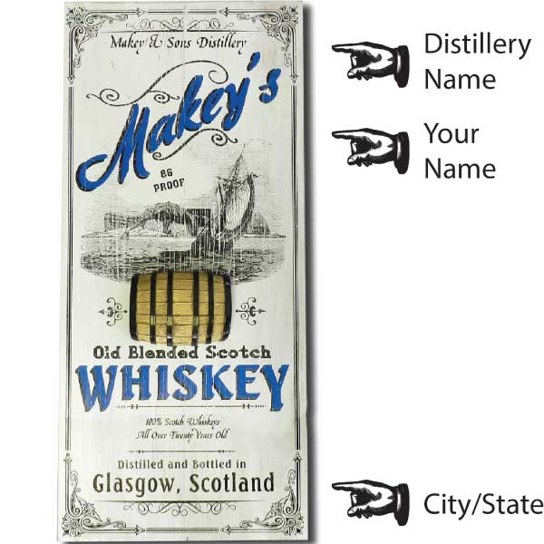 Scotch Whiskey | Vintage Wood Sign | Makey's Distillery | Personalize It!
