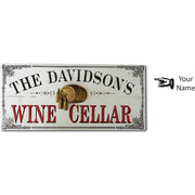 customizable vintage wood sign for The Davidson's Wine Cellar. White with black and red lettering