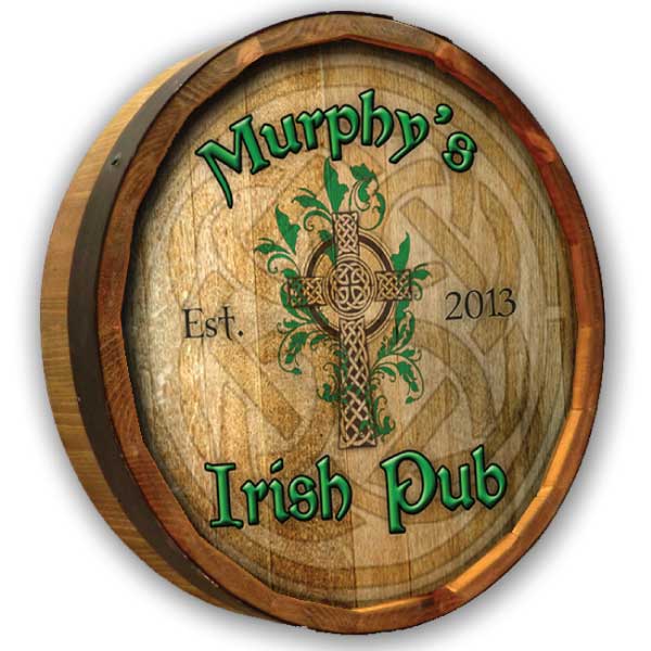 Irish Pub | Barrel Sign | Round | Customize with Your Name