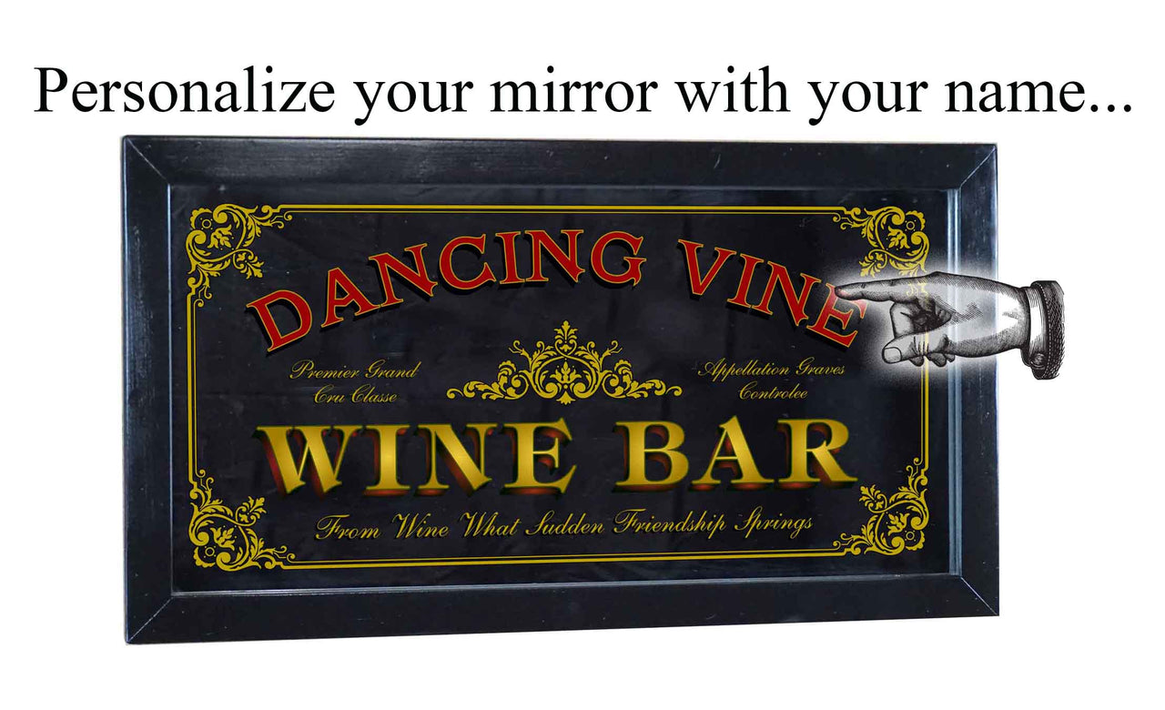 Wine Bar | Mirror | Framed | Personalize It! | 12" x 26"