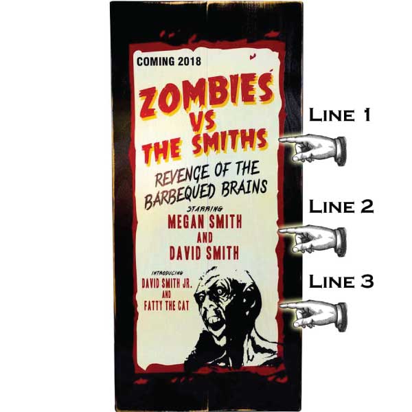movie poster wood sign; zombies vs. the smiths; personalize with your name