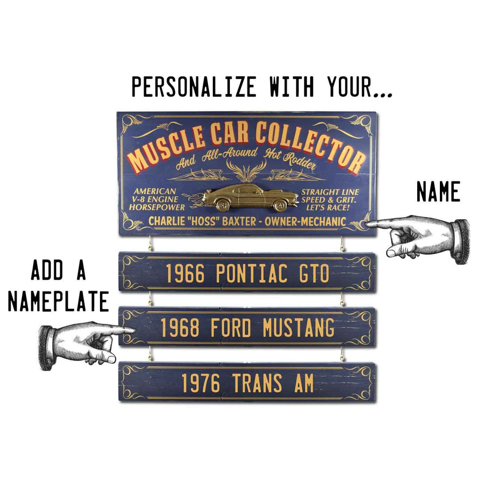 Car Collector | Wood Sign | Muscle Cars | 12