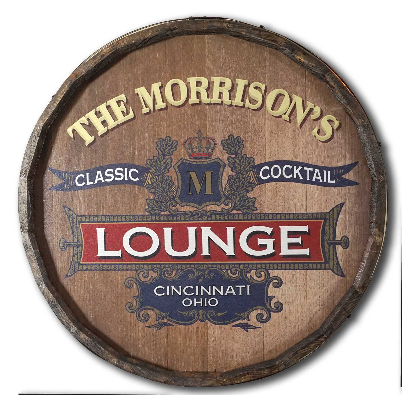 Cocktail Lounge | Barrel Sign | Customize Family Name and Location
