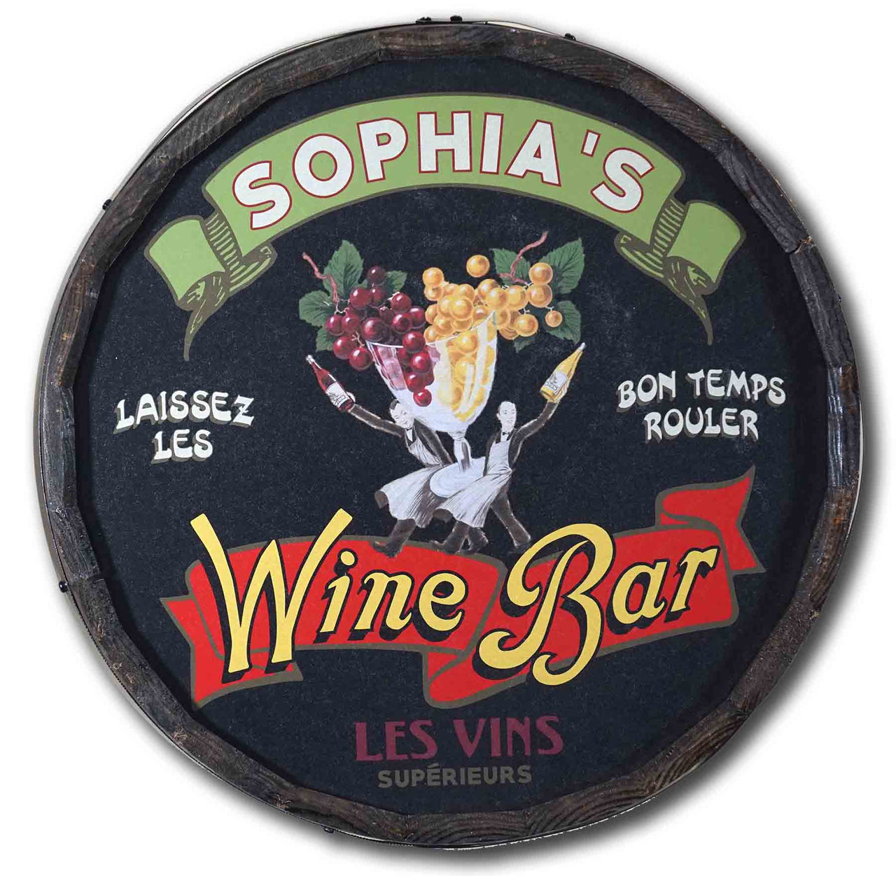 Sophia's Wine Bar | Barrel Sign | 21" Round | Personalize It!
