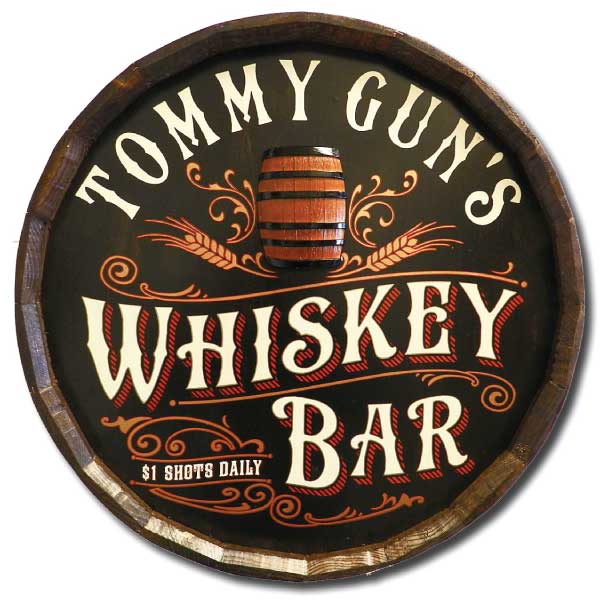 Whiskey Bar Wall Art | Barrel Sign | 3D Relief | Personalize It!